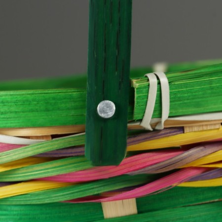 Wicker basket, d18 x 11 x 24 cm, green, bamboo-4