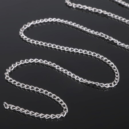 Carabiner chain l = 60 cm (set 5 pcs.) 4.6 × 3 × 0.8 mm, cm-1319, silver color
