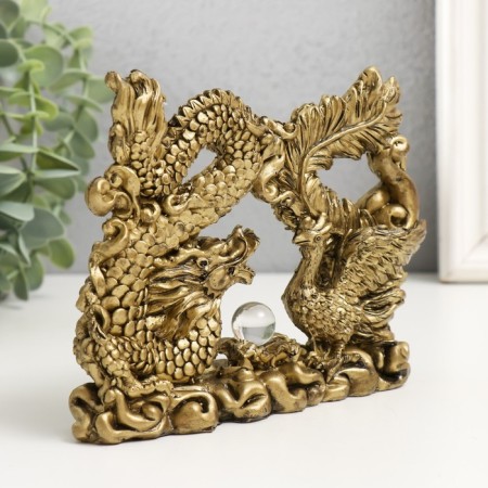 NECKE Polystone for bronze "Dragon and Phoenix. Family Welfare" 4x15.5x12 cm-1