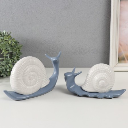 Souvenir ceramics "Snails" set 2 pcs 19x7x11, 23x7x13.5 cm