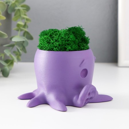 Concrete Kashpo "Osminog" height 7 cm, d- 6.5 cm. Violet with moss (moss green. Stabilizir)-3