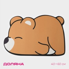Коврик для дома Доляна «Мишка», 40×60 см, цвет бежевый