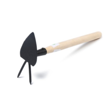 Combined moth, length 32 cm, 2 teeth, wooden handle, color mix-2