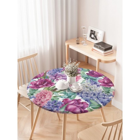The tablecloth “Spring mood”, round, oxford, elastic band, size 120x120 cm, diameter 75-100 cm-2