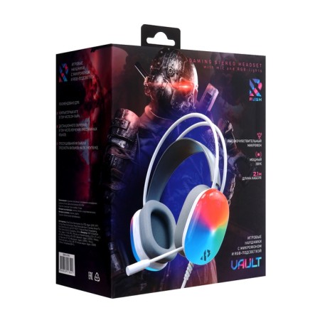 Headphones Smartbuy Rush Vault SBHG-9780, game, full-size, backlight, 3.5mm, 2.1m, white-9