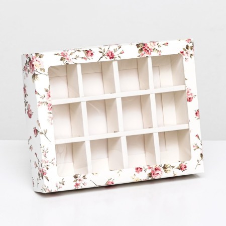 Box for 12 sweets, "flowers" 19 x 15 x 3.6 cm