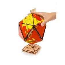 Designer Wooden 3D Ewa Globe Icosahedron with a secret (box, safe) red