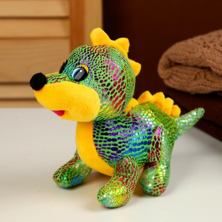 Soft toy "Dracos", shiny, 17 cm, green color-2