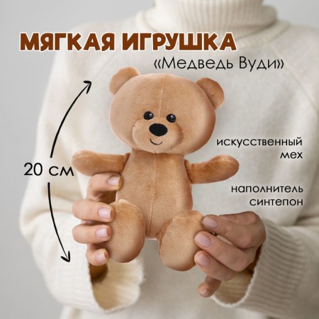 Soft toy "Bear Woody", 20 cm, mix