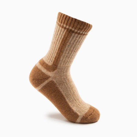 Women's socks with a camel fluff, beige color/red trace, size 35-37