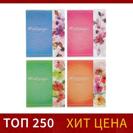 Notebook of 48 sheets in Calligrata "Ornament", cover coated paper, block No. 2, whiteness 75% (gray sheets), mix