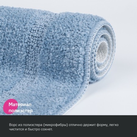 A set of mats for the bathroom IDDIS, 65x45 cm, 45x45 cm, microfiber, blue color-2
