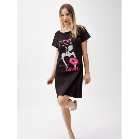 Night shirt female love, size 56, black color-2