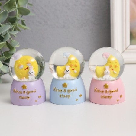 Souvenir Polystone Water Ball Light "Bunny for the month" MIX 4x4x6.7 cm