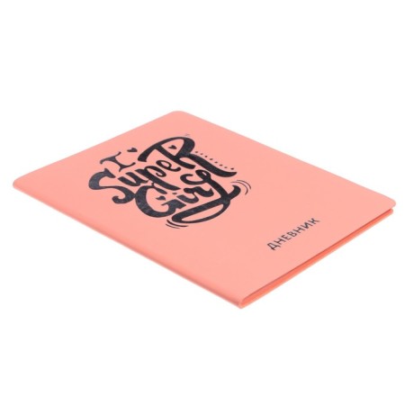 Diary Artificial leather 1-11 grade, 48 sheets, cage, integral cover Silver Lines. Super Girl, foil embossing, rounded corners, colored end-1