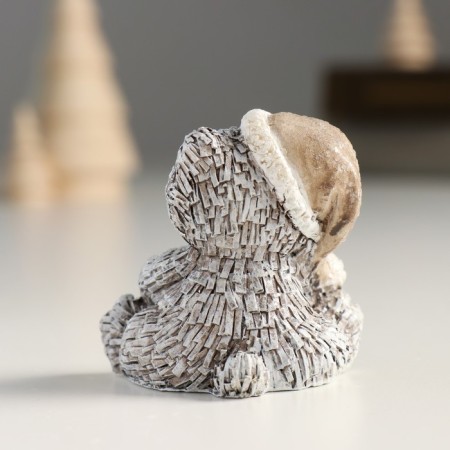 Souvenir Polystone "Bear in a hat/cap, sits" Gray mix 5.5x3.5x5.5 cm-3