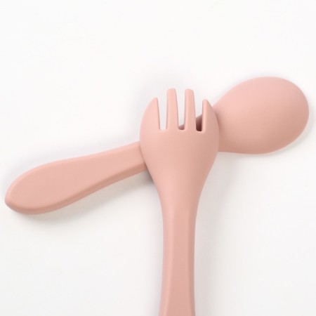 A set of children's cutlery, fork and spoon M&B (silicone), dusty rose-4