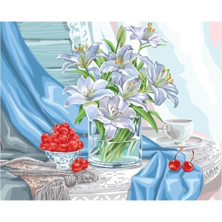 Diamond mosaic with a partial filling on the subframe of Lilia, 50 x 60 cm-3