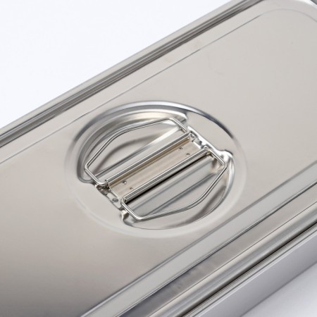 Stainless steel container 3 sections, 33 × 15.5 × 7 with a lid-1