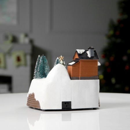 LED figure "Train and Christmas tree" 20 × 20 × 16 cm, polystone, AAX3 batteries (not in the kit), USB, glow warm white-4