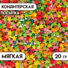 Sprinking confectionery with a soft center, assorted: red, green, white, yellow, pink, 20 g