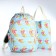 Set of a youth backpack from textiles, a shoper bag, blue color
