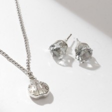 Set 2 objects: earrings, pendant “God-shove” Color Black silver, 40 cm