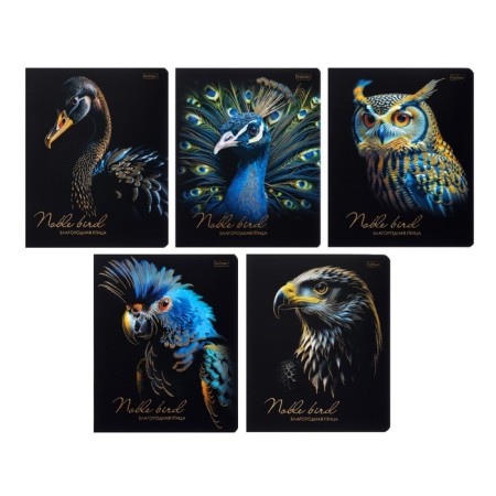 Notebook of 48 sheets in a cage on a bastard "Noble birds", matte lamination, 3D foil, mix