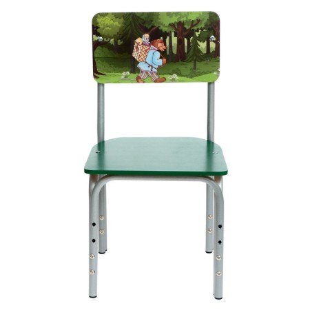 Children's adjustable stool "Kuzya fairy tale Masha with a bear", straight back-1