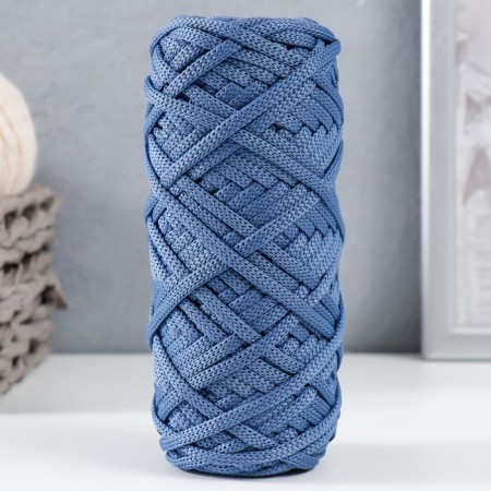 Knitting cord 100% polyester, width 4 mm 50m (jeans)