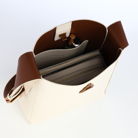Women's bag on the Textura screw castle, small size, dairy color-7