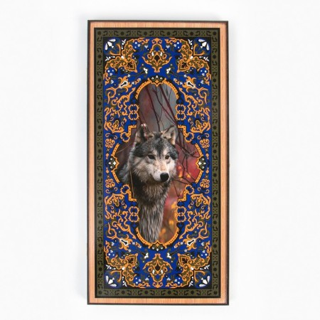 Wooden backgammon large, board game "Wolf", 50 x 50 cm, with checkers