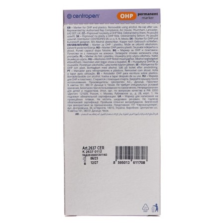 Marker for OHP permanent 2.5 mm, line 1.0 mm, centropen 2637m, black color-8