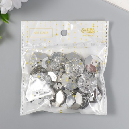 Buttons plastic for creativity 2 punctures "rhombus in a circle. Crystal" set of 20 pcs 2.1x2.1 cm-3