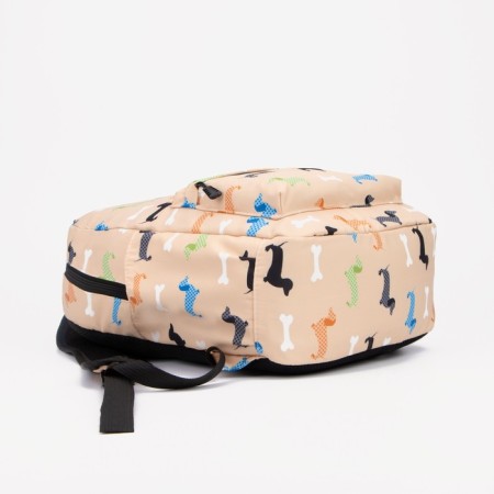 School backpack from lightning textiles, external pocket, pencil case, beige color-4