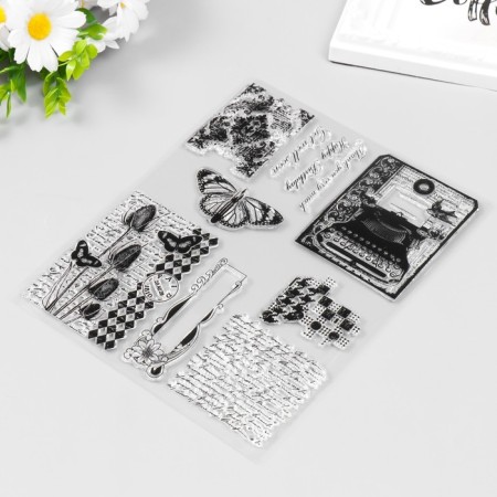 Stamp for creativity Silicon "Notes and Herbariums" 17x21.5 cm-1