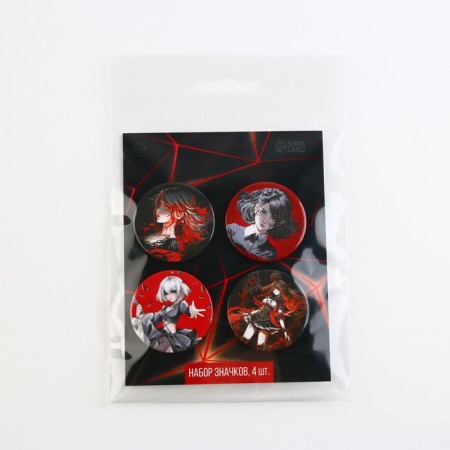 Metal anime icon, “black red” set, d = 38 mm, 4 pcs.-12