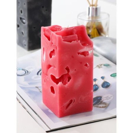Aromatic decorative candle "openwork", red, 6x6x12 cm, garden berries