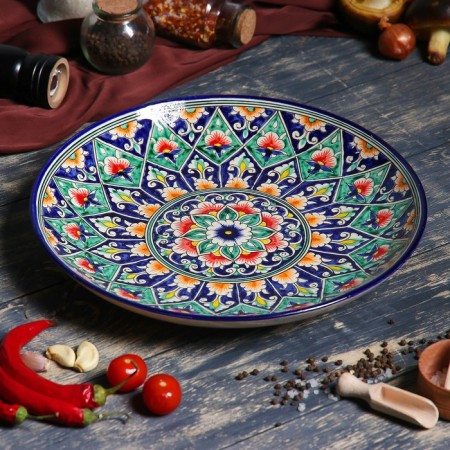 Largan Rishtan ceramics "Flowers", 32 cm, blue