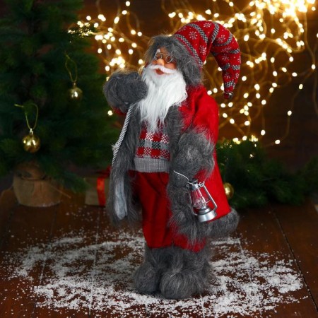 Santa Claus "in a red checkered sweater, with a flashlight" 23x45 cm-2