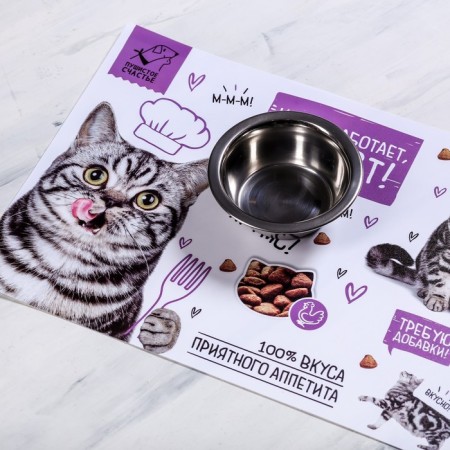 A rug for a bowl "The cat does not work, cat eats!" 43x28 ​​cm-4
