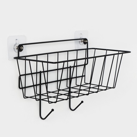 Basket with 2 hooks, 31.5 × 13 × 20 cm, black color-1
