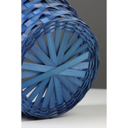 Wicker basket 20 x 20 x 9 cm, handle h = 25 cm, blue-6