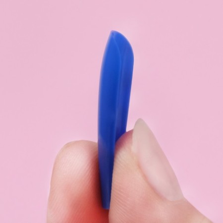 Follow nails, 24 pcs, ballerina shape, dark blue color-3