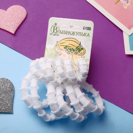 Hair elastic band "Mahrushka" (set 12 pcs) 2.5 cm., 4.5 cm white