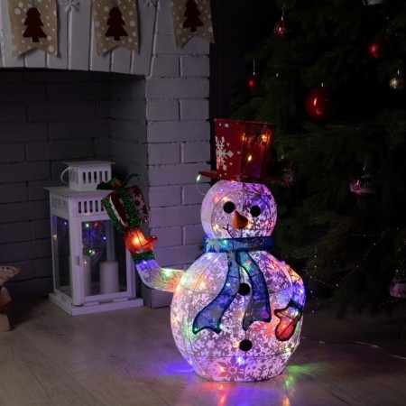 LED figure "Snowman" 33 × 65 × 27 cm, metal, textiles, 220 V, glow of multi