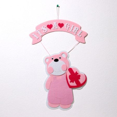 Decorative decoration (suspension) "Bear It’s a Girl" 30.5x30.5x49 cm, pink-1