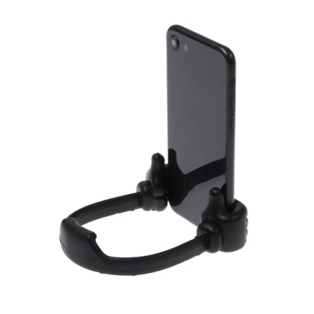 Luazon phone stand, in the form of hands, adjustable width, black-3