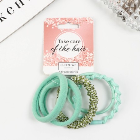 Hair elastic band "Jeanette" (set of 5 pcs) stripes, 5 cm, mix