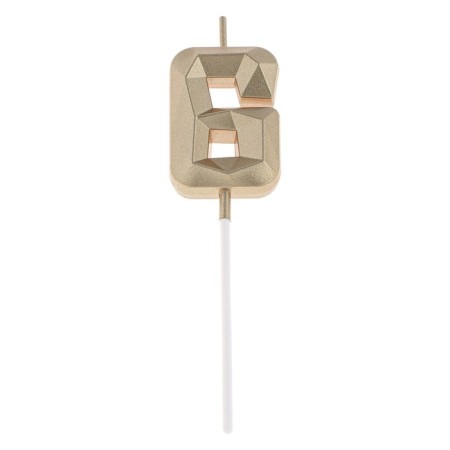 Candle in the cake on the skewer "Almaz", the number "6", champagne, 4.8x2.6 cm-5